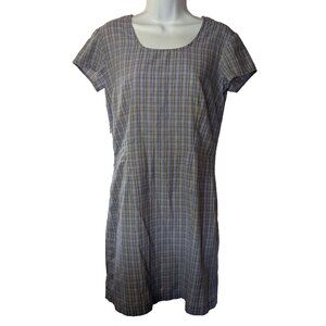 PATAGONIA Dress SHORT SLEEVES Sz 8 COTTON Blend YKK ZIP PLAID Pattern POCKET